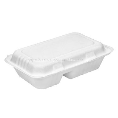 Compartment sugarcane food packaging takeaway container bagasse clamshell containers