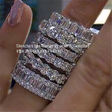 Luxury 925 Sterling Silver Wedding Band Eternity Ring For Women Big Gift For Ladies Love Wholesale Lots Bulk Jewelry