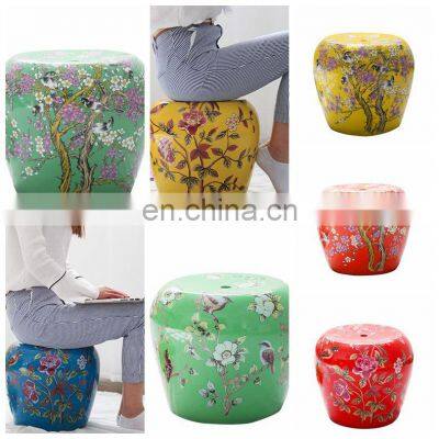 Fancy apple shaped home decor Flower Glazed Ceramic Stool