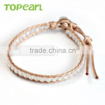 Topear Jewelry 3pcs 2016 White Crystal Handmade Single Wrap Bead Bracelet CLL10