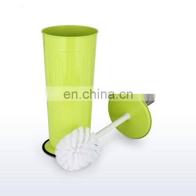 Embossed Yellow Garbage Waste Bin Set With Toilet Brush Stainless Steel Waste Bin Bathroom Sets for Household Cleaning photo-2