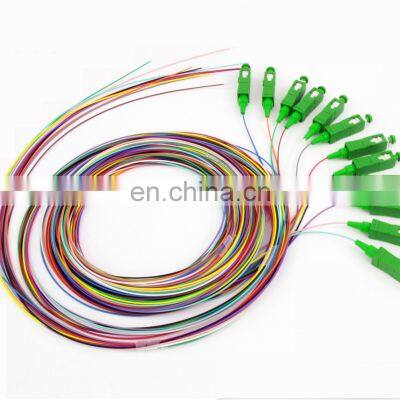 12 Fibers SC APC 9125 Single Mode Color-Coded Fiber Optic Pigtail