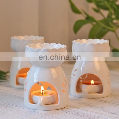 Ceramic Hollow Essential tealight candle  holder Aroma Incense essential oil burner ceramic Wax melt burner for SPA Aromatherapy