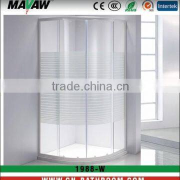 cheap stripe design tempered safety glass curved sliding shower enclosure/cabin/room MV-1988-W