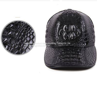 Leather Hats Men's Trendy Peaked Caps Autumn And Winter Crocodile Leather Outdoor Shade Fashion Baseball Caps Travel Sun Protection Caps