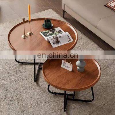 Luxury coffee tables living room round coffee table modern apartment multifunction coffee table set wood