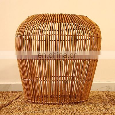 Vintage Round Hand Made Rattan Side Table Stool End Table Plant Stand High Quality Side Table Cheap Wholesale