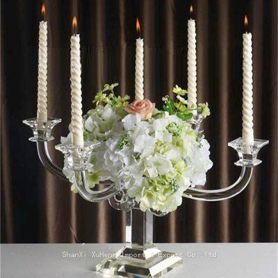 Table Centerpiece Crystal Wedding Candelabra With Flower Bowl 8 Arms Candle Holder Vase