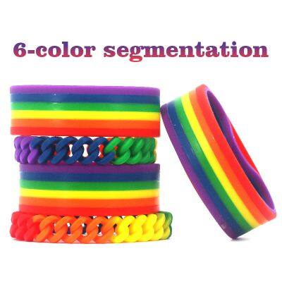 Factory Price Custom Twist Shape Multi-color Segmented Rainbow Gay Waterproof Durable Homosexuality Couple Silicone Bracelet photo-6
