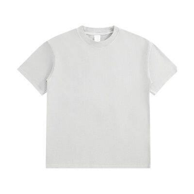 Plain White Basic Unisex Tees Enzyme Washed 320GSM Heavy Weight Round Neck Single Jersey T-shirts Customize Printing Embroidery photo-3