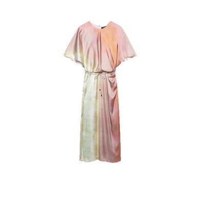 Women's 2025 New European and American Fashion Tie dye Printed Midi Dress