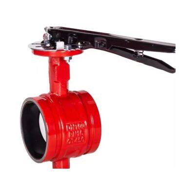 DN200 PN16 Cast Iron Ductile Iron GGG50 Handle Clamp Grooved Butterfly Valve