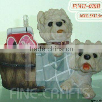 Resin Desktop Mobile Phone Holder With Dogs Statue