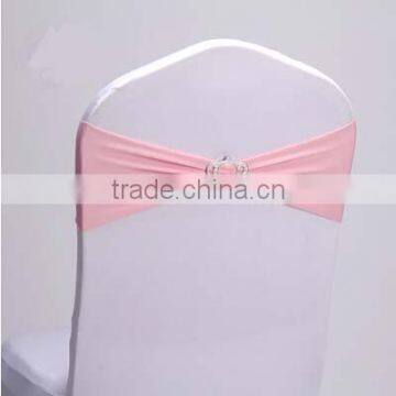 wholesale pink spandex lycra stretch chair bands with crown shape buckles