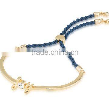 316l Stainless Steel 18k Gold Plated Joy To The World Bracelet, New Design Nylon Adjustable Bangle