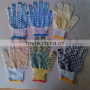 hot sale dotted working gloves pvc dotted string knit gloves cheap work gloves