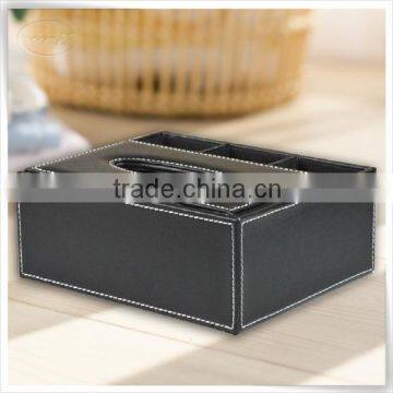 Functional black leather tissue holder for hotel