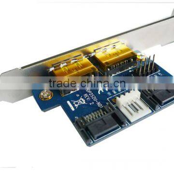 Dual Power over esata (eSATA + USB) to Dual SATA adapter,2 SATA to 2 power esata card, Low and Long Profile PCI-e Bracket