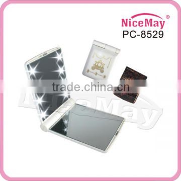 square pocket mirror with LED light