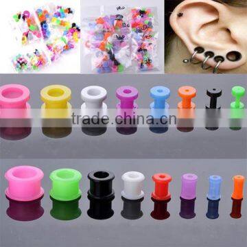 Colourful UV Acrylic Ear Flesh Tunnels Expander Stretcher Earrings Plugs