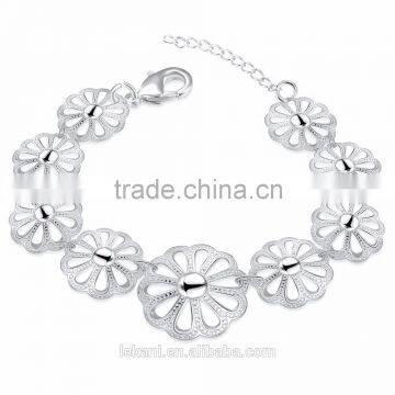 Flower 925 silver plated bracelets for ladies