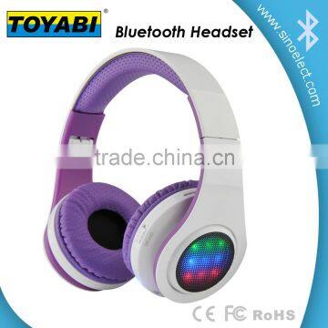 Bluetooth wireless LED headphone with memory card and FM radio function headset