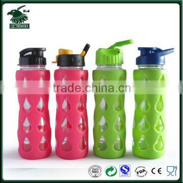 New Borosilicate BPA Free Heat-Resistant Sports Glass Water Bottle With Silicone Sleeve