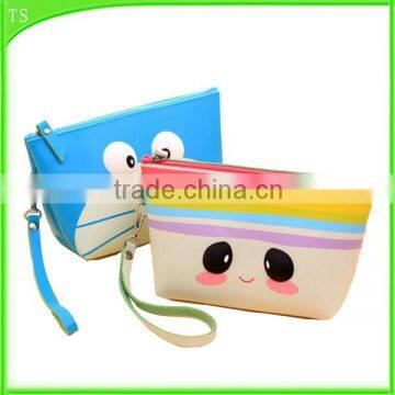 small size colors PU cosmetic bag for stock cartoon girls washing bag