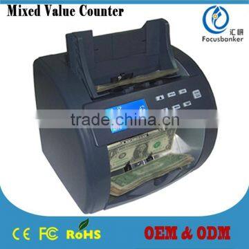 Mixed Denomination Value Cash Counter/ Money Discriminator / Banknote Counting Machine/ Currency Counter