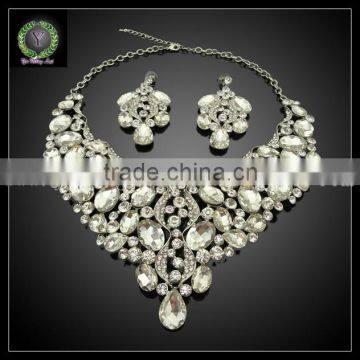 fashion design gold plated necklaces and earrings with crystal statement jewelry sets KHK728