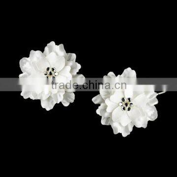 Clear Crystal Flower Accents on Delphinium Flower Hair Clip Wedding Hair Accessories