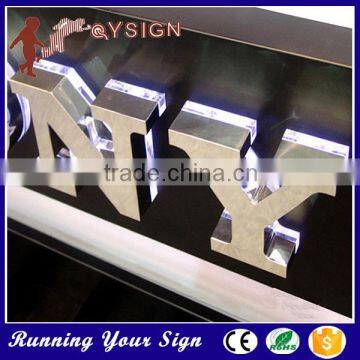 Brushed usage mirror stainless steel crystal backlit outside led signs