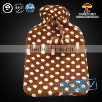 little rounds hot water bag coral fleece cover with pompons