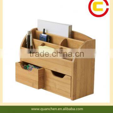 Desk organizer storage box mail holder pen paper office stationary bamboo storage box