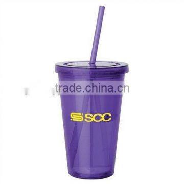 20oz Promotional insulated Plastic tumbler with straw and lid