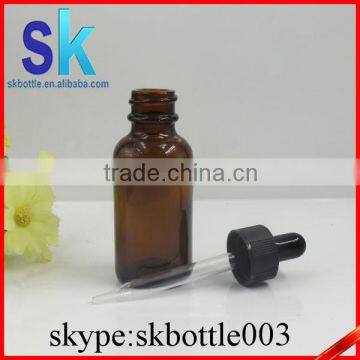 30ml Amber Round Boston Glass Bottle With Glass Pipette Bottle