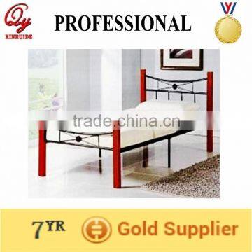 wooden poster metal single bed