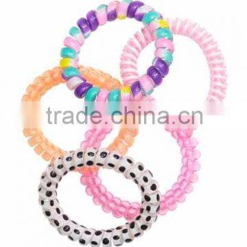 2016 baby hair accessories for girls multicolor telephone wire cord hair band head band plastic elastic hair ties hair band rope