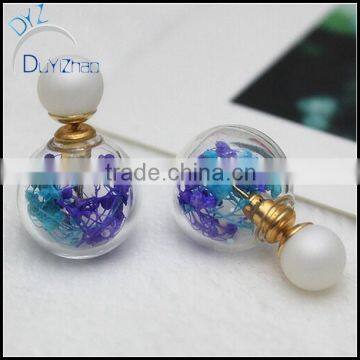 Flowers Crystal stud earring double side Summer style nice designer earrings for women