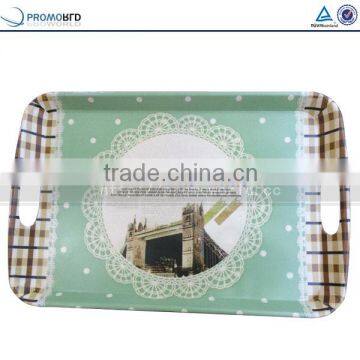 Eco-friendly Bamboo Fiber Custom Printed Square Carrying Serving Tray With Handles photo-3