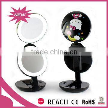 Plastic customized logo LED lighted magnifying mirror