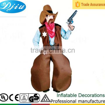 DJ-CO-157 Brown clothes Inflatable Cowboy Adult black long dress Costume black gun