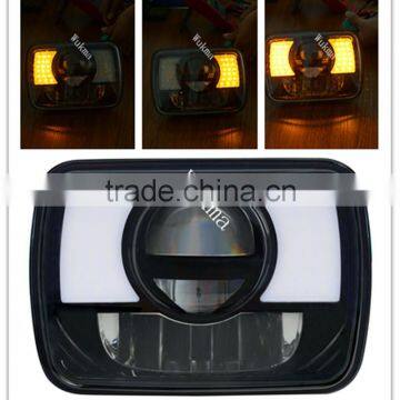 With Turning Signal DRL Square Rectangular LED Headlights Projector with High/Low Beam Driving Lamp For Offroad Truck Jee-p Car