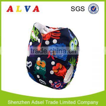 Alva 2016 Monster Pattern of High Quality Cheap Baby Cloth Diapers Wholesale