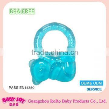 Hot sale high quality factory price blue cute100% food grade soft silicone animal shape baby teether