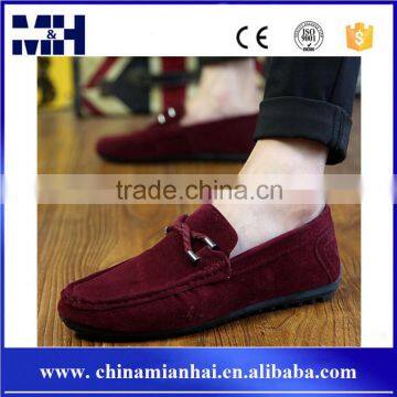 2016 Latest Design Suede Casual No Laces Men Red Velvet Loafers