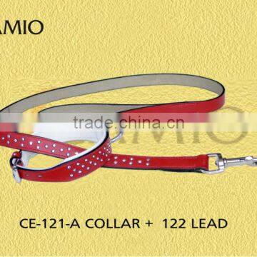 CE 121 A + 122 Diamond Dog collar with lead