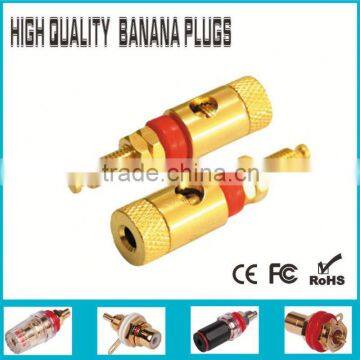 Gold copper shell Banana red binding pose Speaker Cable Amplifier Terminal Plug