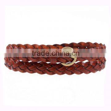 Customized Handmade Woven Brown Cowhide Belt