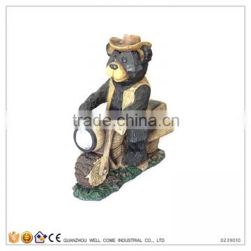 Resin Figurine Black Bears On A Motorbike Toy Bear